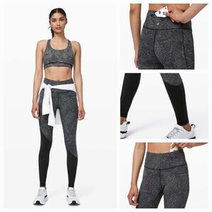 Lululemon Peloton Speed Wunder Tight Ice Grey/Black Sz 10